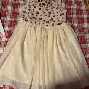 Cat & Jack Floral Embroidered Dress - Cream and Red